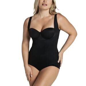 Leonisa Black Open Bust Firm Control Body Shaper Size L Plunge Back Shapewear
